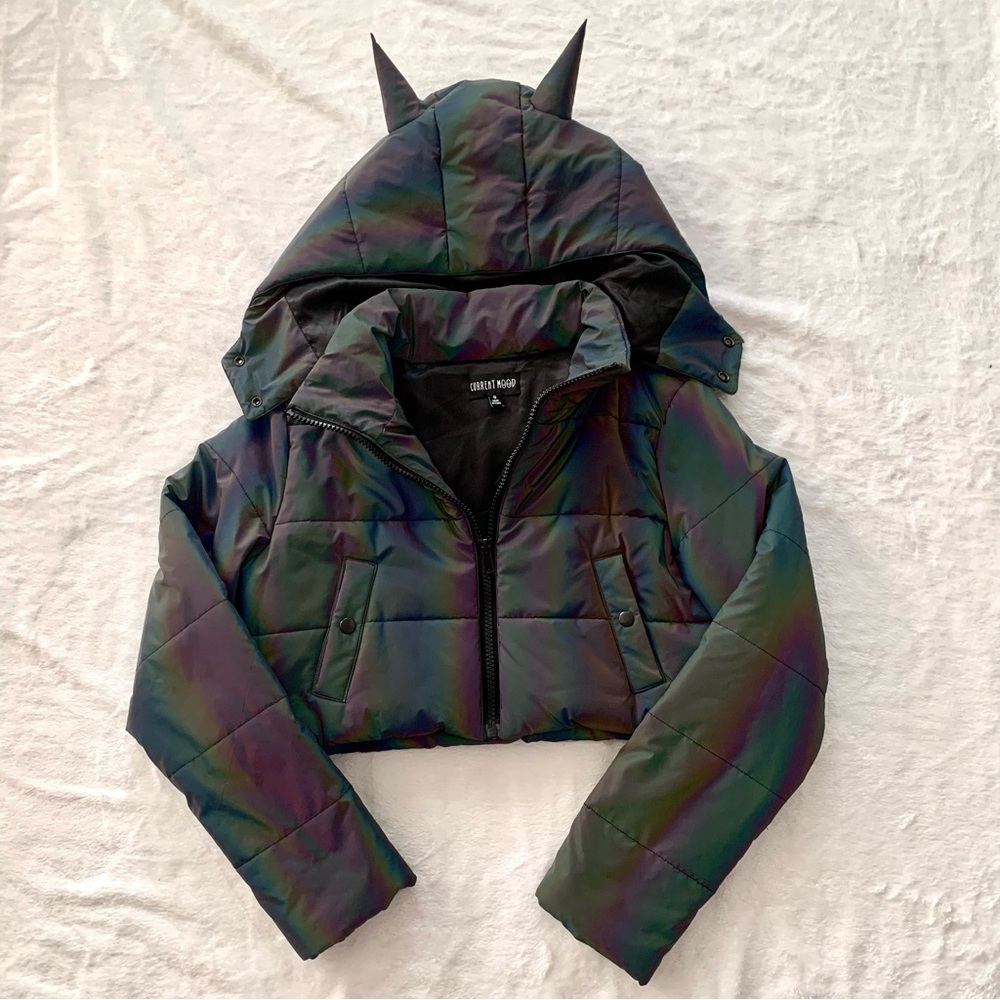 Current Mood Reflective Cropped Puffer Jacket